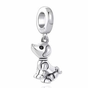 Dog Puppy Dangle Silver Charm